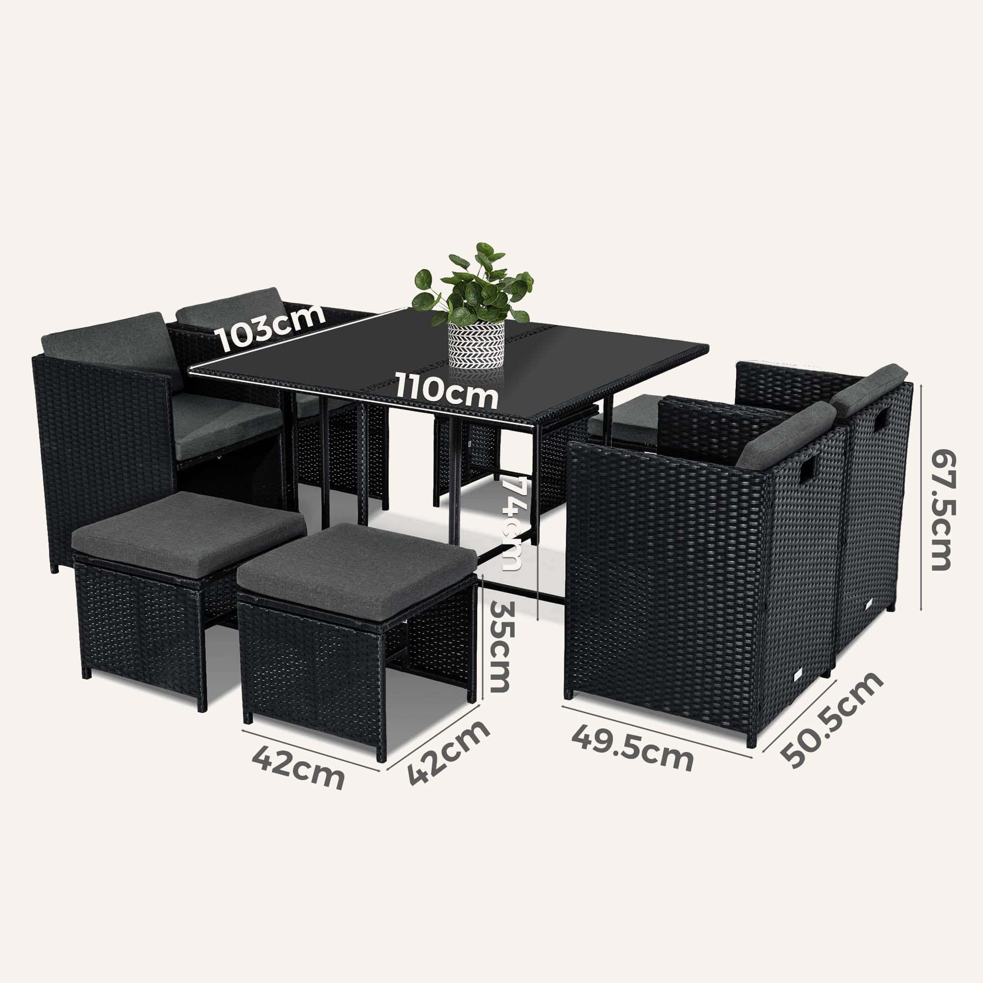 Horrocks 8 Seater Outdoor Dining Set-Black - Image 15
