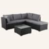 Ottoman-Style Outdoor Lounge Set in Black - Thumbnail Image 10