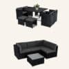 Outdoor Furniture Packages Horrocks 8 Seater Dining Set + Bondi 4 Seater Lounge Sofa - Black - Thumbnail Image 2