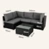 Outdoor Modular Lounge Sofa Bondi-Black - Thumbnail Image 12