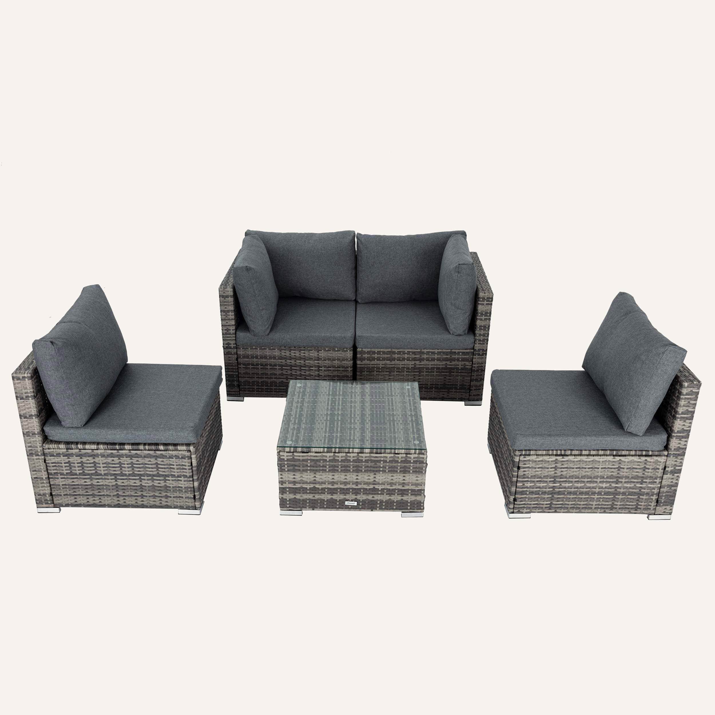 Maui 4 Seater Outdoor Lounge Set PE Rattan Grey - Image 4