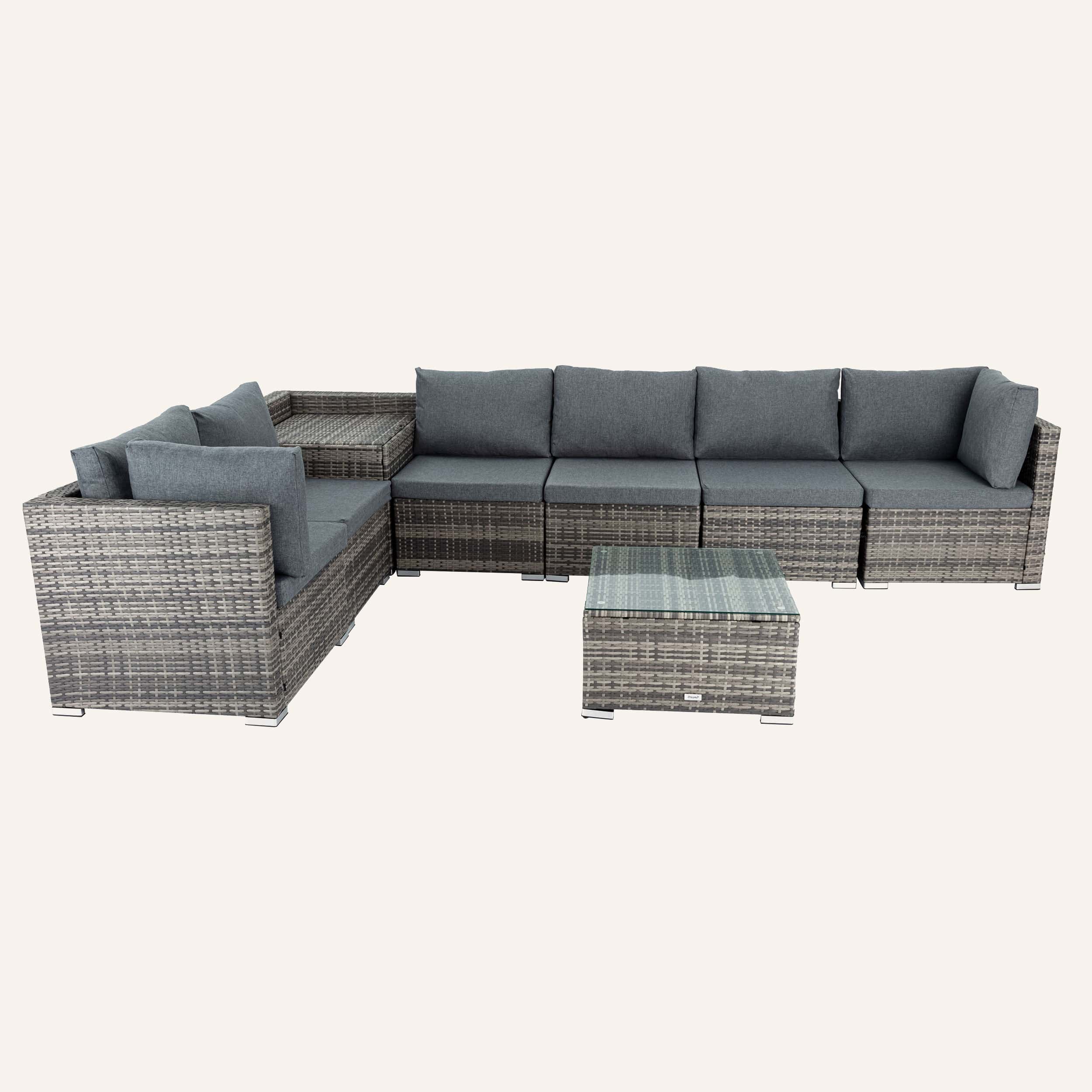 8PCS Outdoor Furniture Modular Lounge Sofa Lizard-Grey - Image 7