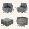 8PCS Outdoor Furniture Modular Lounge Sofa Lizard-Black - Thumbnail Image 15