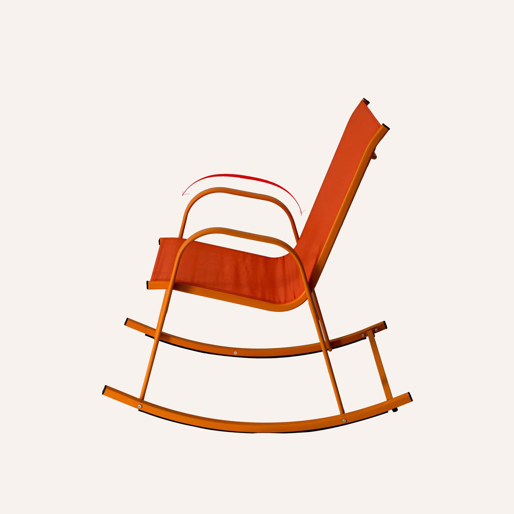 Rocking Chair High Back Rocker Chairs Steel Metal Textilene Fabric-Orange - Image 5