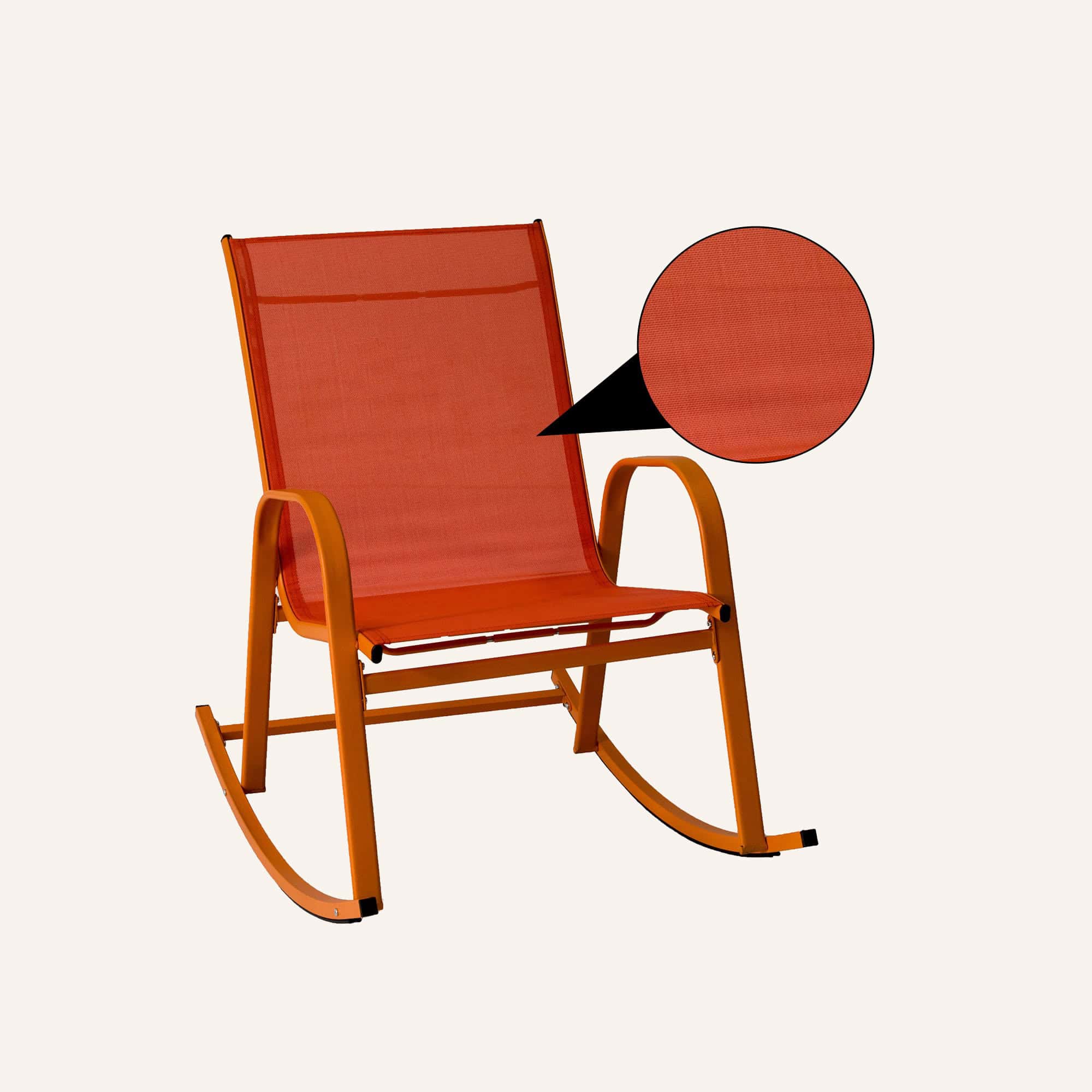 Rocking Chair High Back Rocker Chairs Steel Metal Textilene Fabric-Orange - Image 7