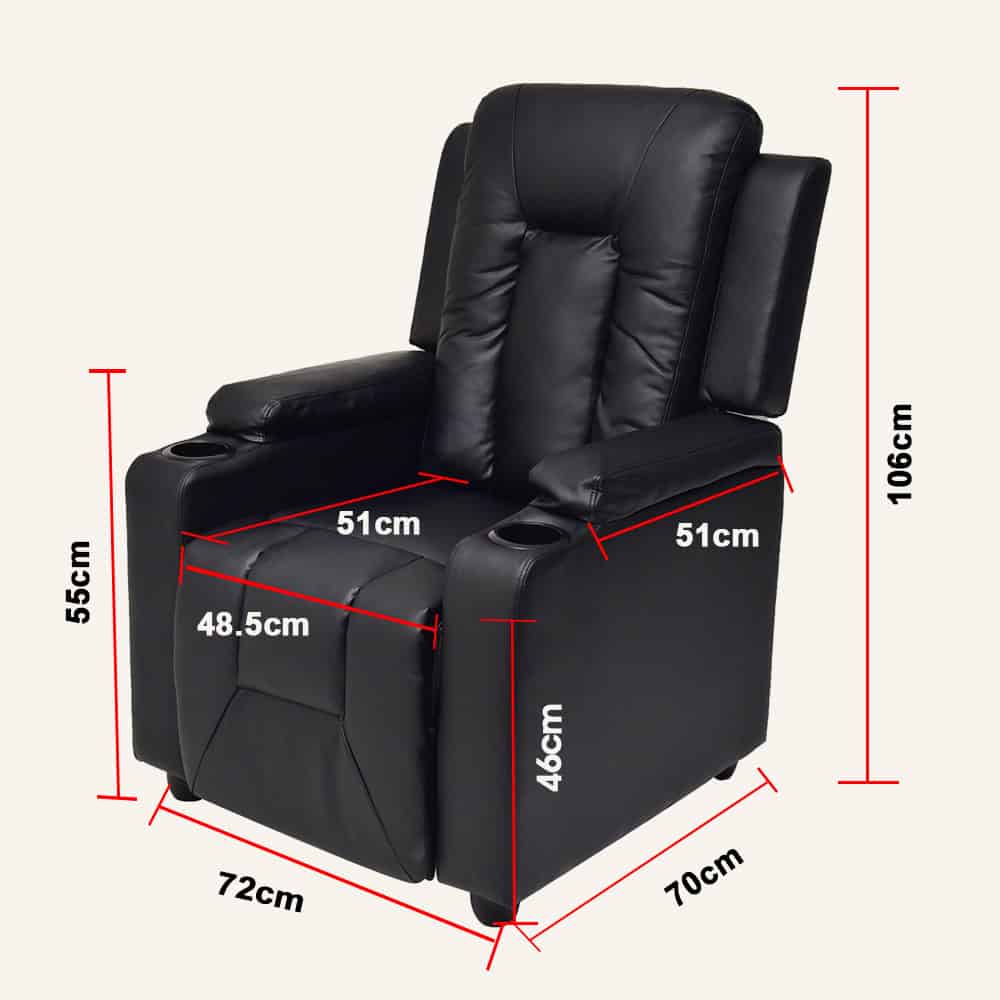 Adjustable Recliner Sofa Theater Lounge Chair with Cup Holders PU Leather -Black - Image 8