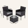 3PC Outdoor Table and Chairs Set-Black - Thumbnail Image 6