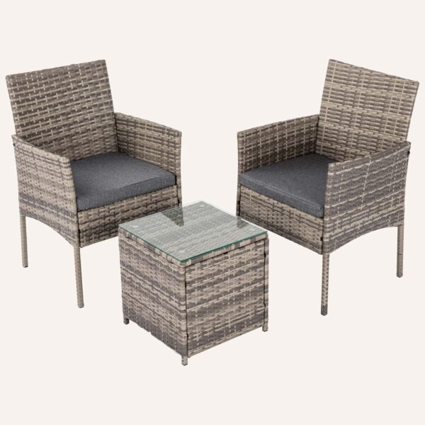 2 Seater PE Rattan Outdoor Furniture Chat Set- Mixed Grey