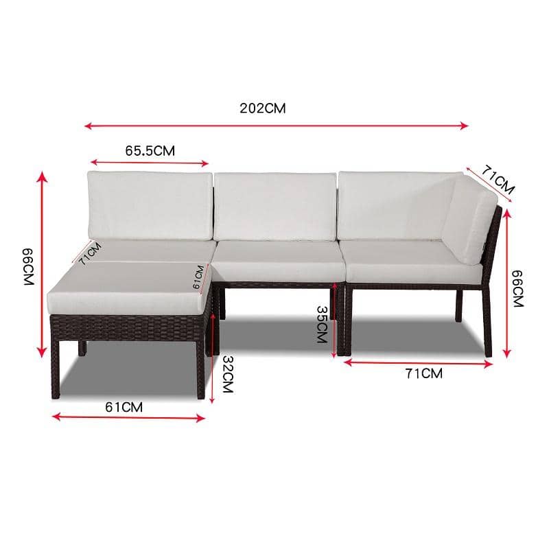 4PC Garden Lounge Set Size