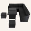 Ella 8-Seater Modular Outdoor Garden Lounge and Dining Set with Table and Stools in Black - Thumbnail Image 3