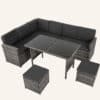Ella 8-Seater Modular Outdoor Garden Lounge and Dining Set with Table and Stools in Dark Grey Weave - Thumbnail Image 3