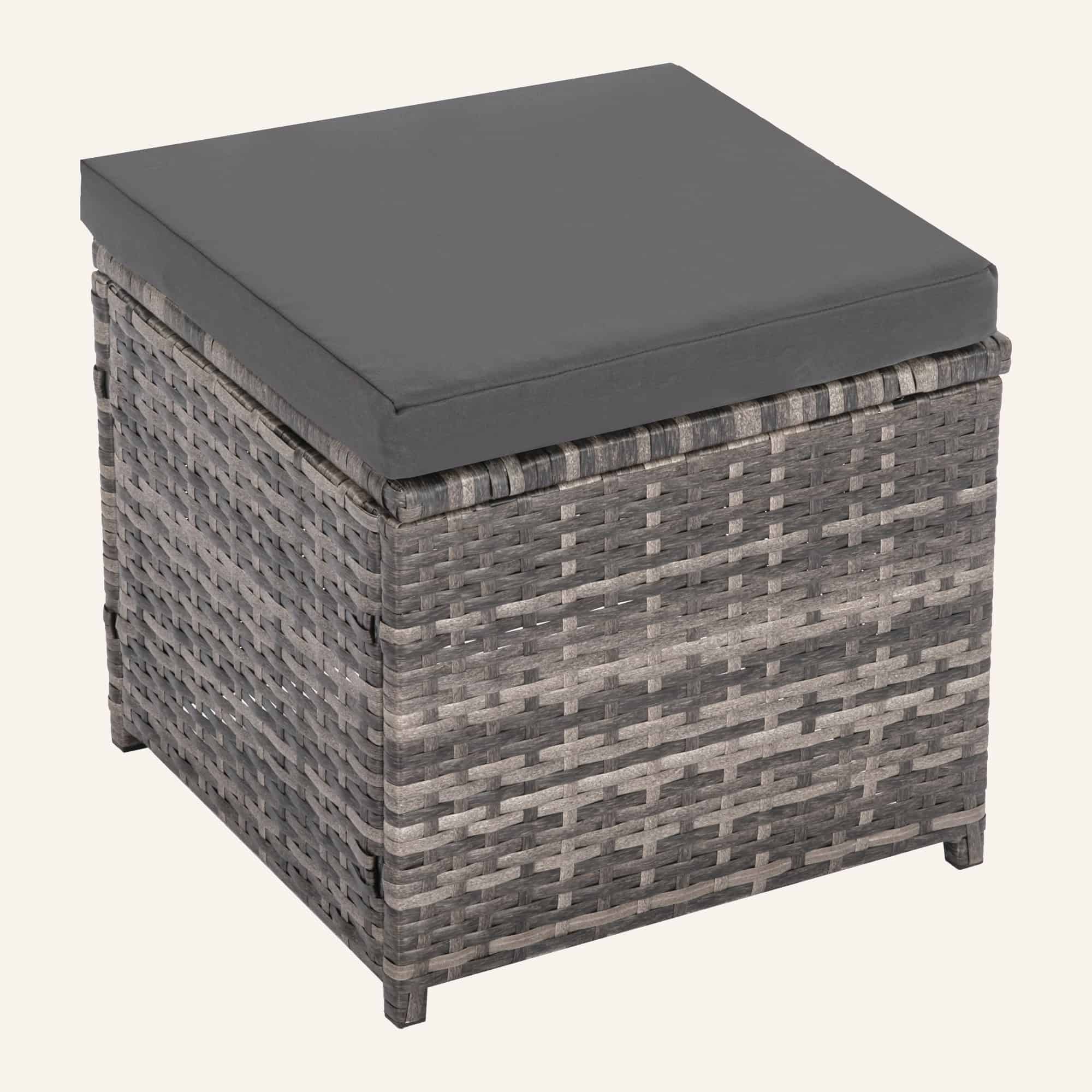 Ella 8-Seater Modular Outdoor Garden Lounge and Dining Set with Table and Stools in Dark Grey Weave - Image 6