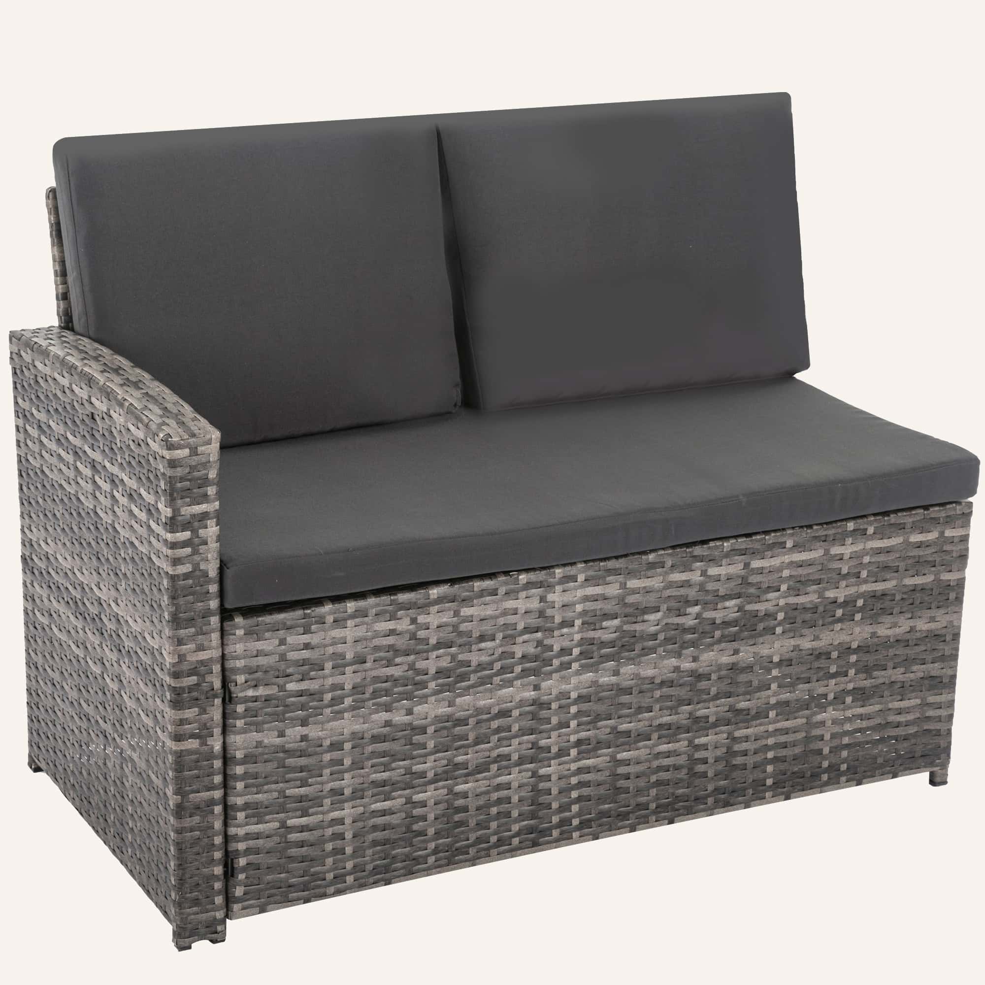 Ella 8-Seater Modular Outdoor Garden Lounge and Dining Set with Table and Stools in Dark Grey Weave - Image 5