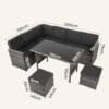 Ella 8-Seater Modular Outdoor Garden Lounge and Dining Set with Table and Stools in Dark Grey Weave - Thumbnail Image 13
