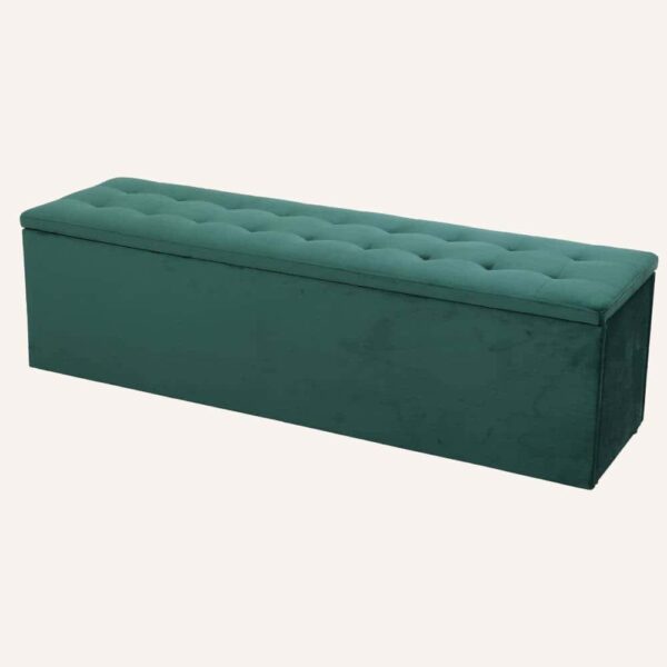 Storage Ottoman Blanket Box Foot Stool Rest Chest Couch Velvet - Green