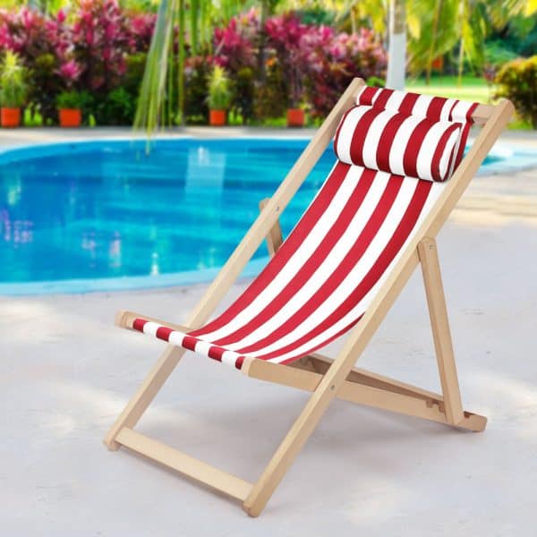 Classic Striped Red Deck Chair