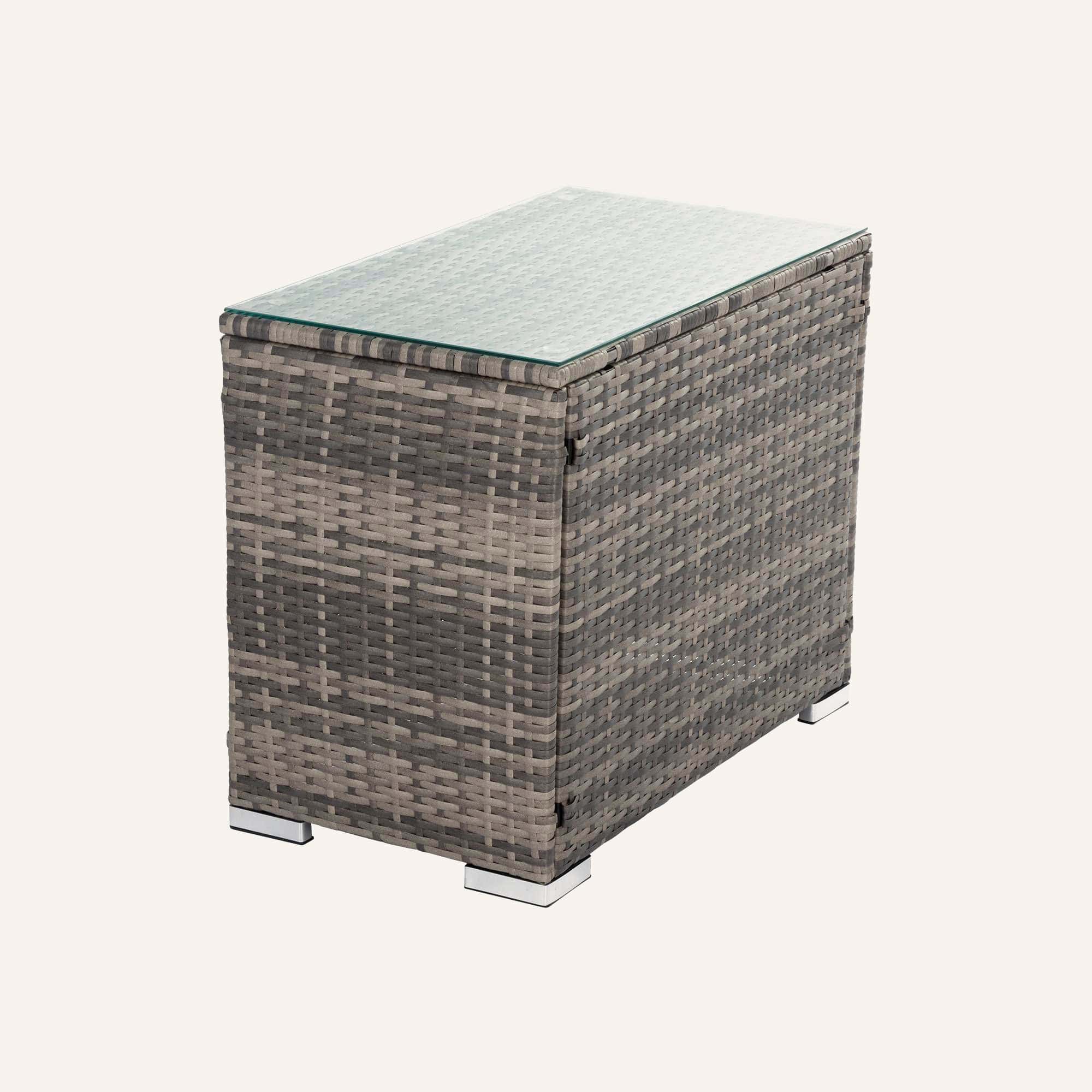 Outdoor Modular Lounge Sofa with Wicker End Table Set - Image 13
