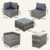 7PC Outdoor Wicker Lounge with Storage Corner (Grey) - Thumbnail Image 10
