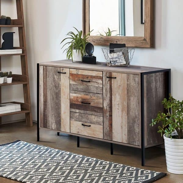 Rustic Wooden Buffet Sidebar Storage Cabinet