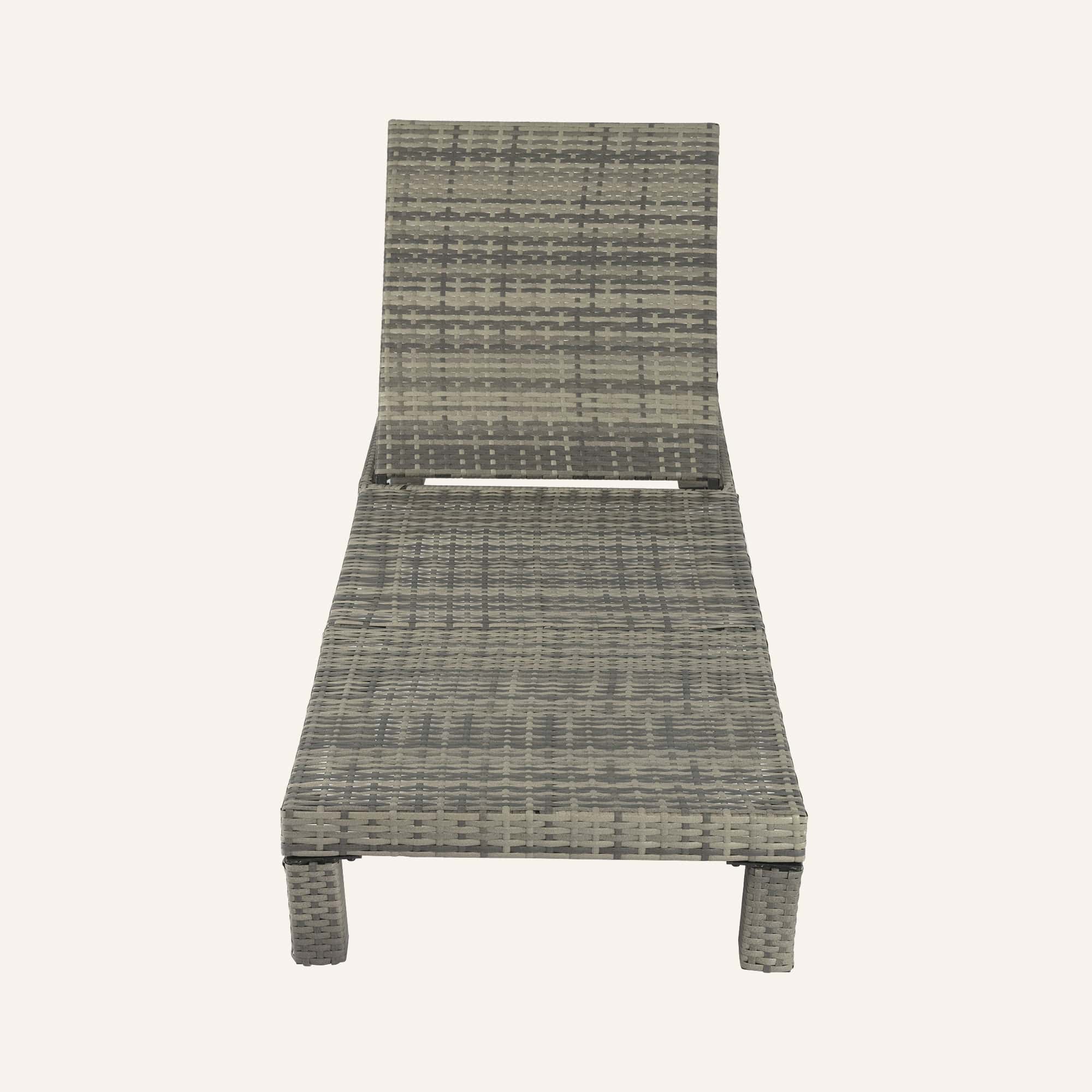Grey Rattan Sunbed with Adjustable Recline - Image 6