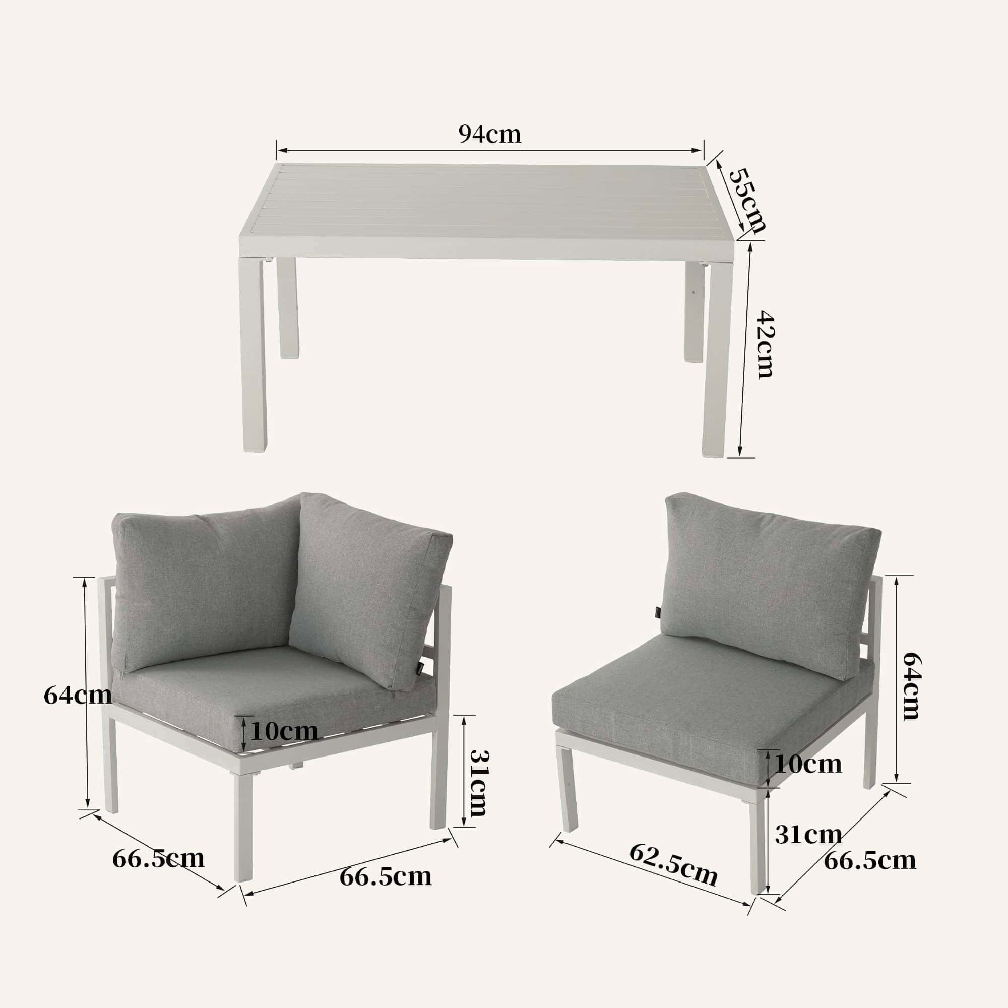 Outdoor White Modern 5 Piece Lounge Set - Image 13