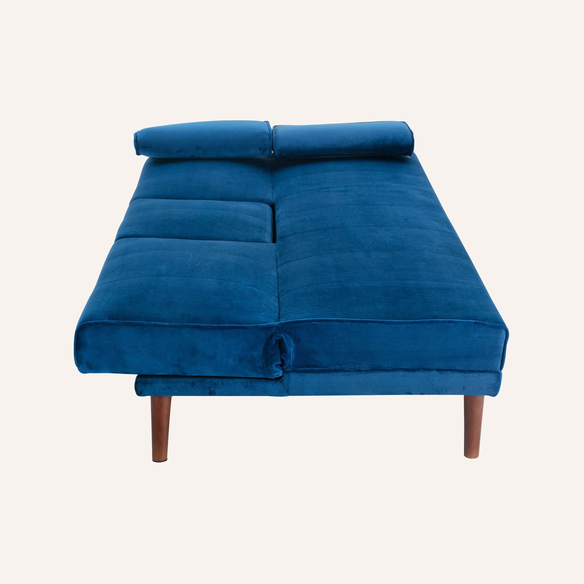 3 Seater Sofa Bed Couch with Cup Holder Velvet Navy - Image 8