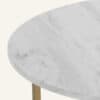 White marble effect round coffee table with gold legs for modern living rooms.