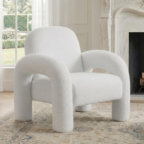 Accent Chair in Teddy Sherpa Fabric - White