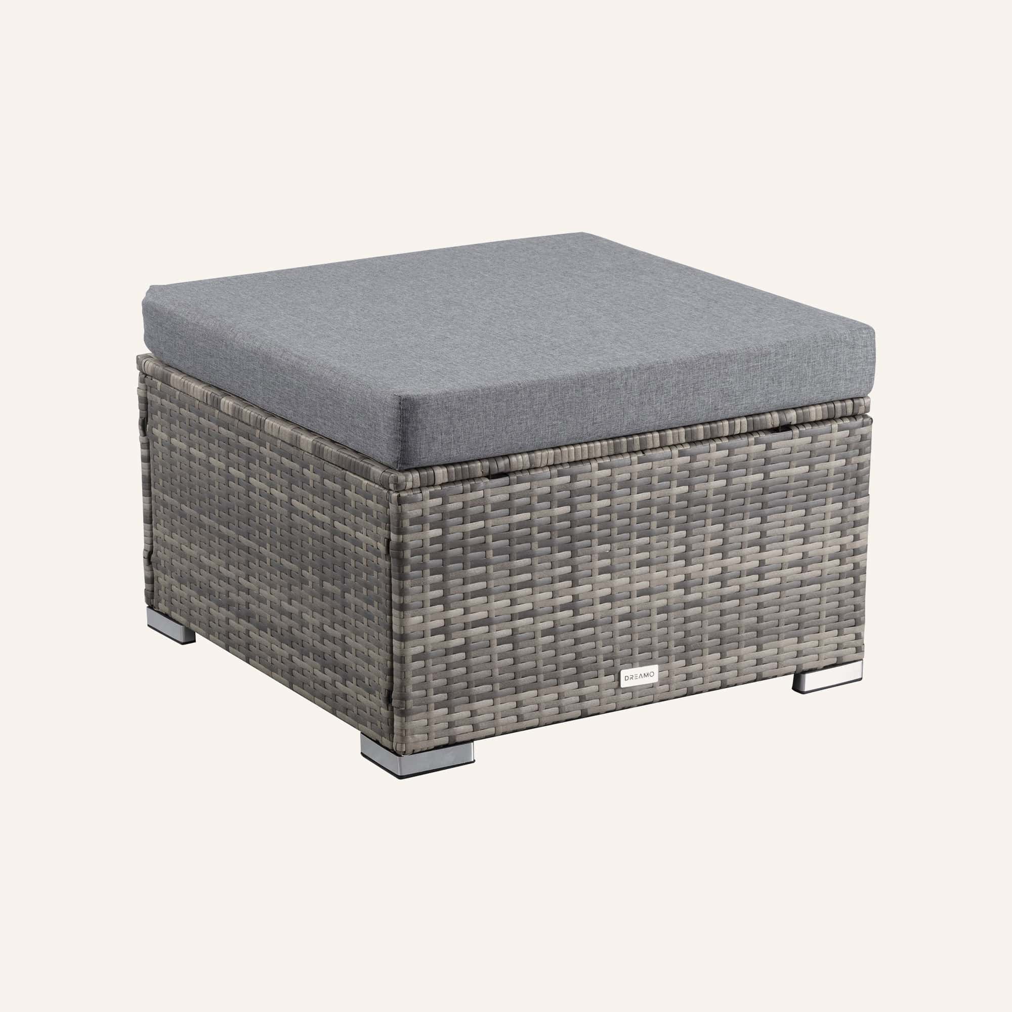Outdoor wicker ottoman in Grey - Image 1