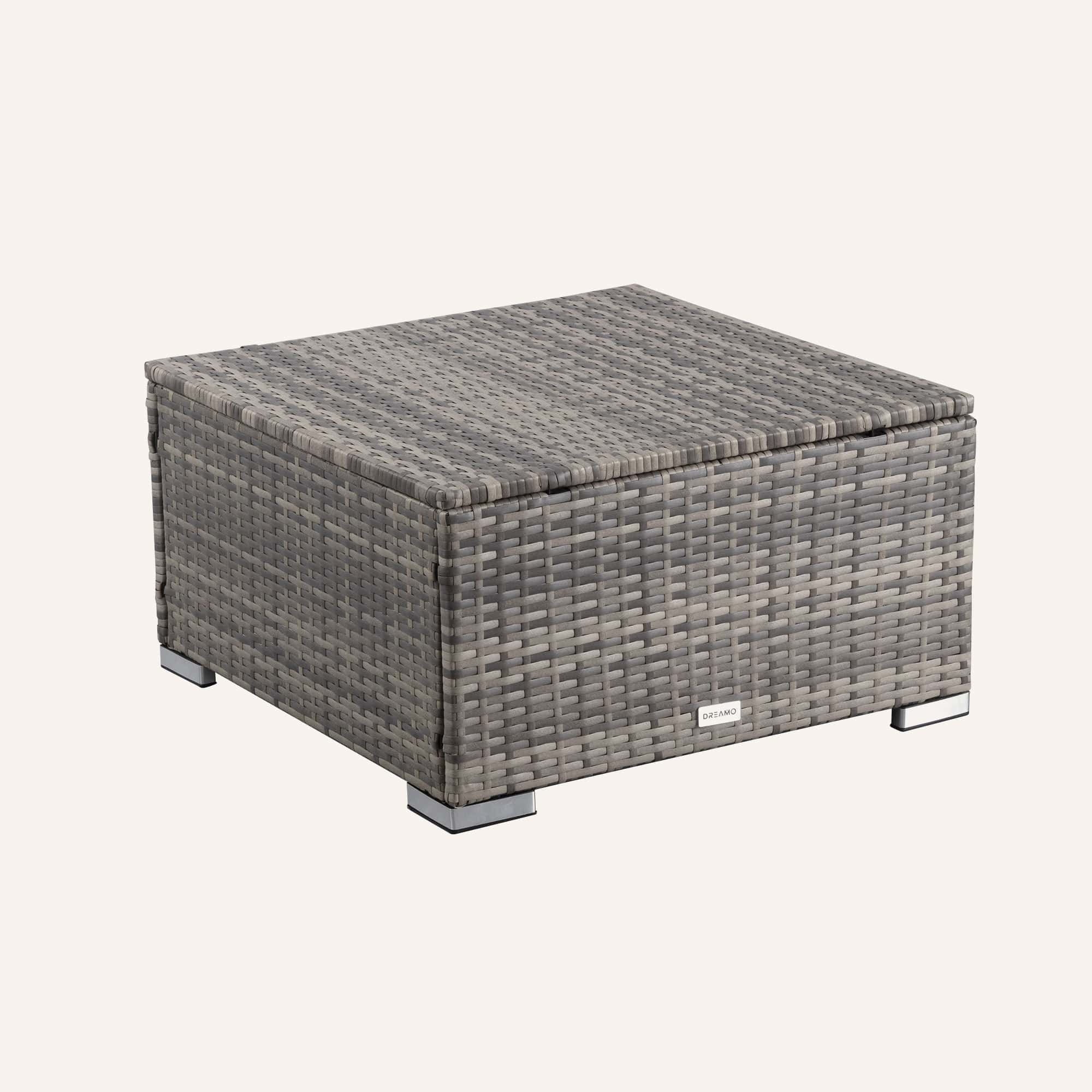 Outdoor wicker ottoman in Grey - Image 3