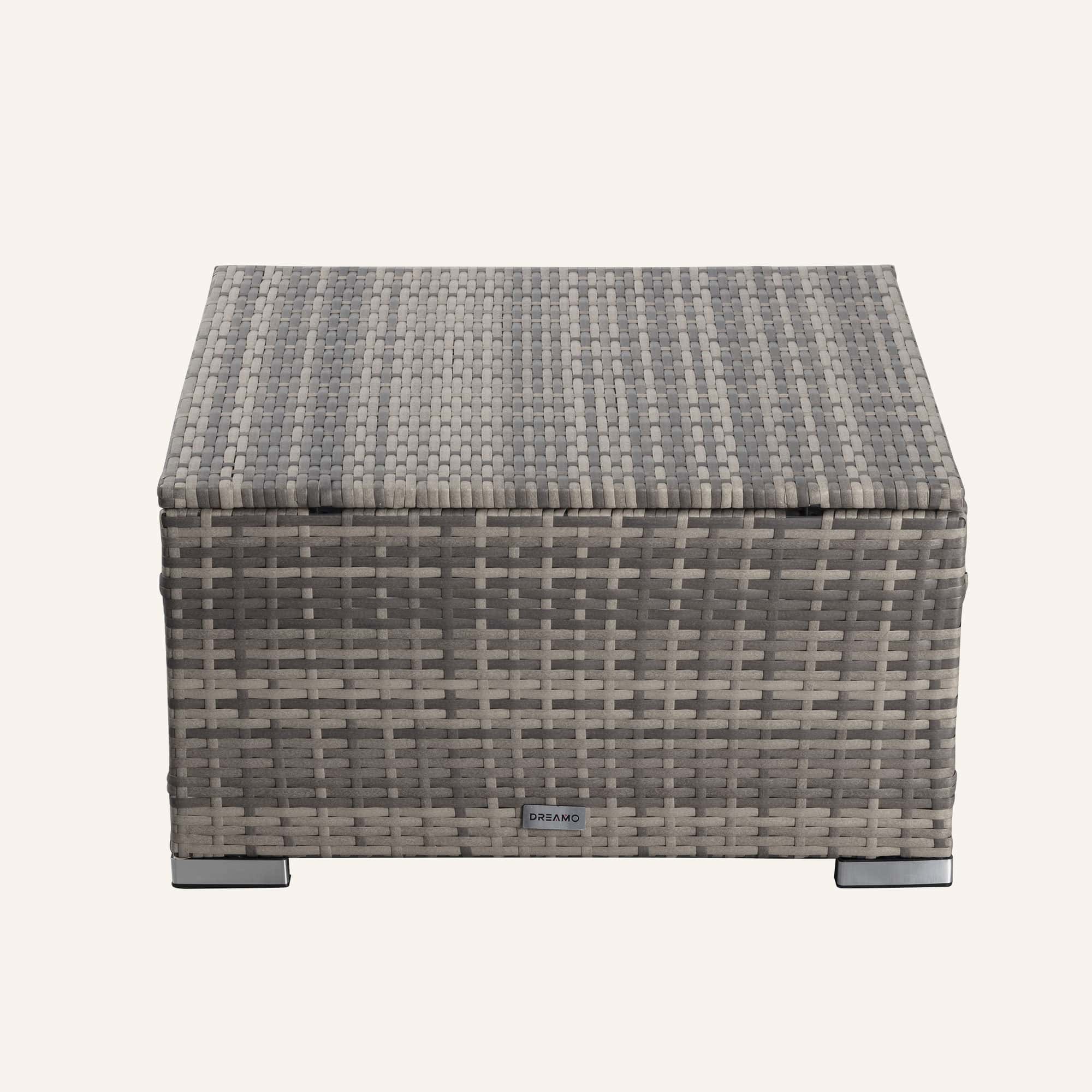 Outdoor wicker ottoman in Grey - Image 4