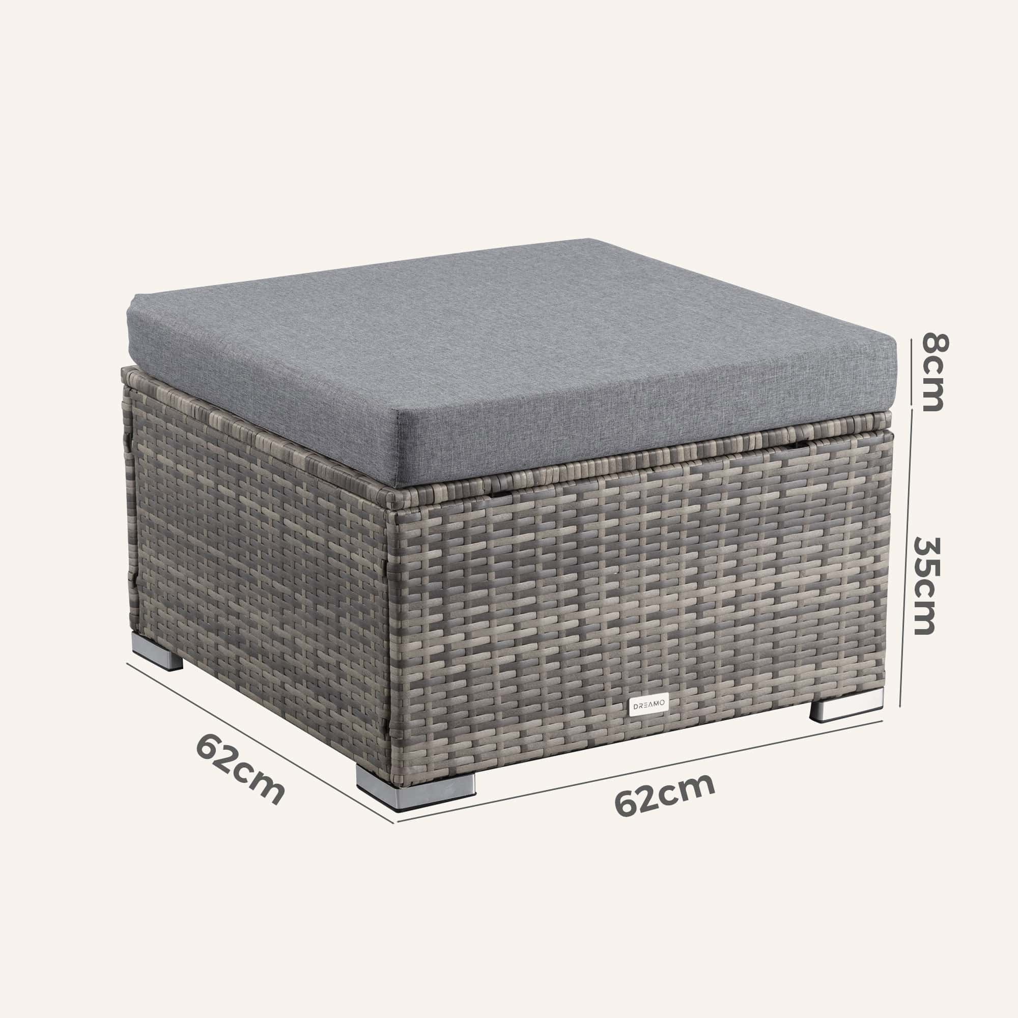 Outdoor wicker ottoman in Grey - Image 5