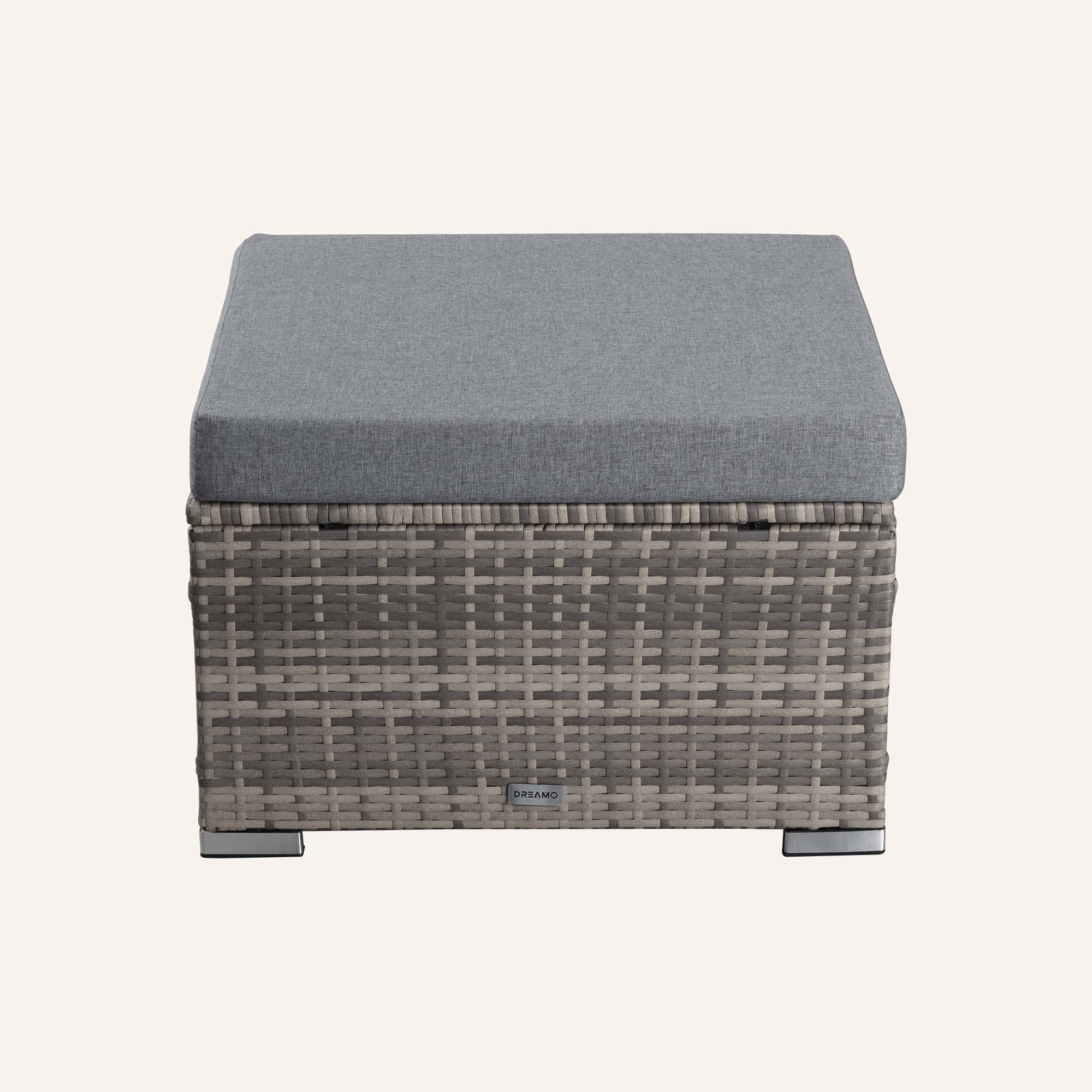 Outdoor wicker ottoman in Grey - Image 2