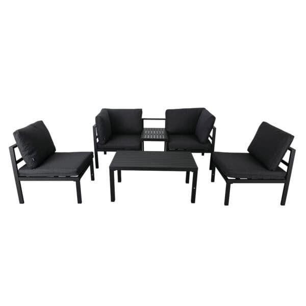 Contemporary 6-Piece Outdoor Seating Suite in Aluminium with matching Side Table - Charcoal