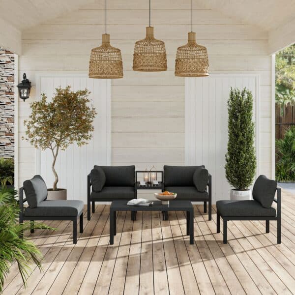 Contemporary 6-Piece Outdoor Seating Suite in Aluminium with matching Side Table