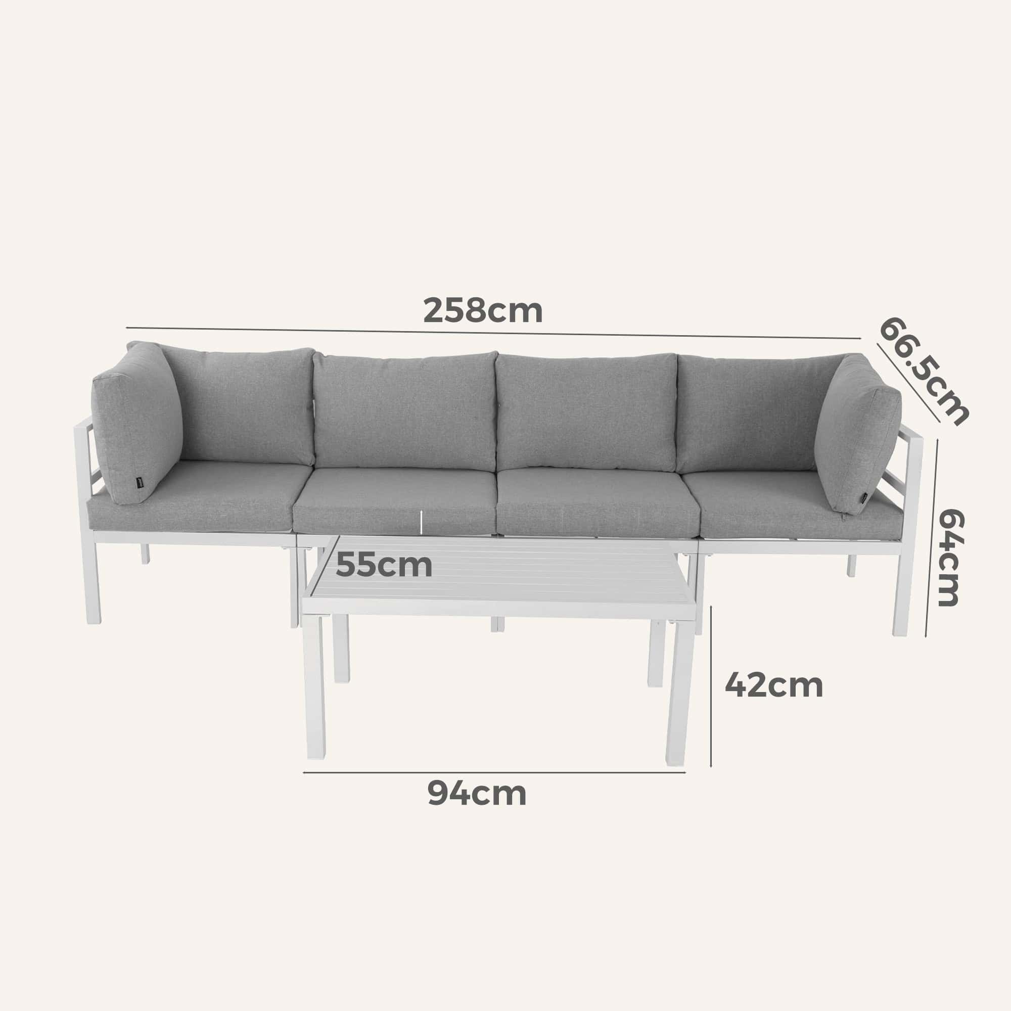 Outdoor White Modern 5 Piece Lounge Set - Image 14