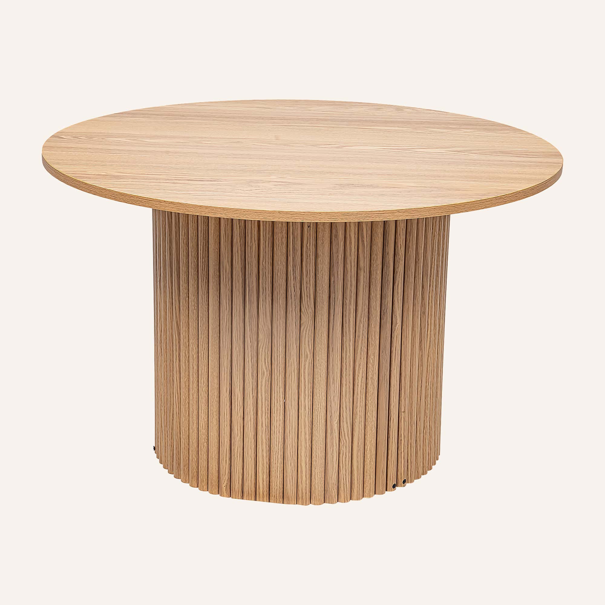 Luxe ribbed round wooden coffee table from Dreamo Living.