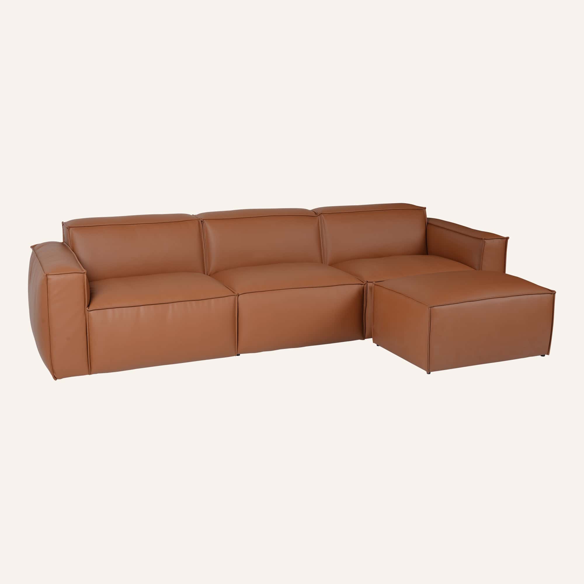 Harbor Luxe 4-Piece Leather Sofa Set with Ottoman - Image 4