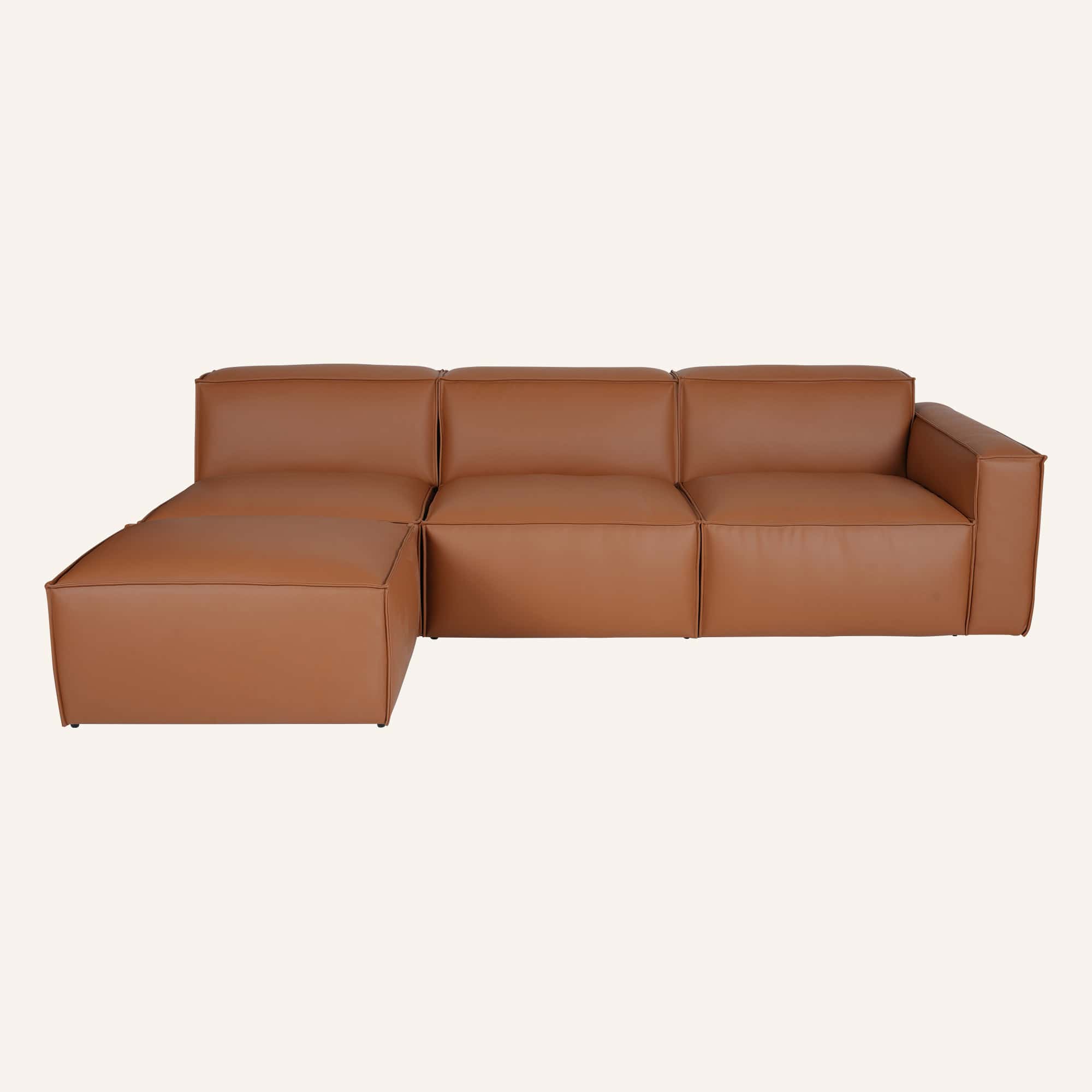 Harbor Luxe 4-Piece Left-Facing Leather Sofa Set with Ottoman - Image 5