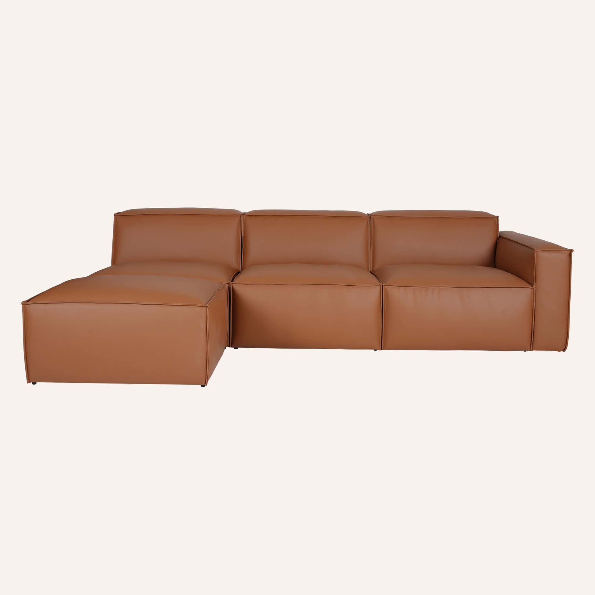 Harbor Luxe 4-Piece Left-Facing Leather Sofa Set with Ottoman - Image 6