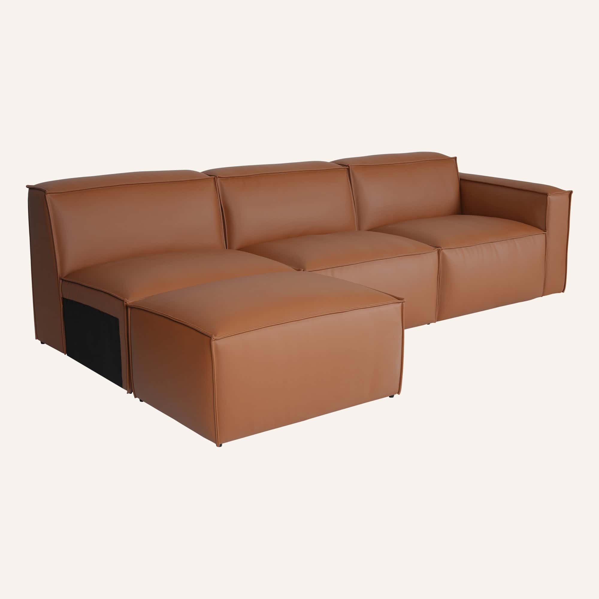 Harbor Luxe 4-Piece Left-Facing Leather Sofa Set with Ottoman - Image 7