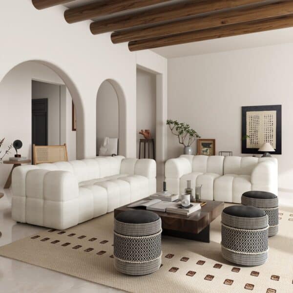 Lola Mid-Century Modern Modular Curved Sofa and Chaise Set