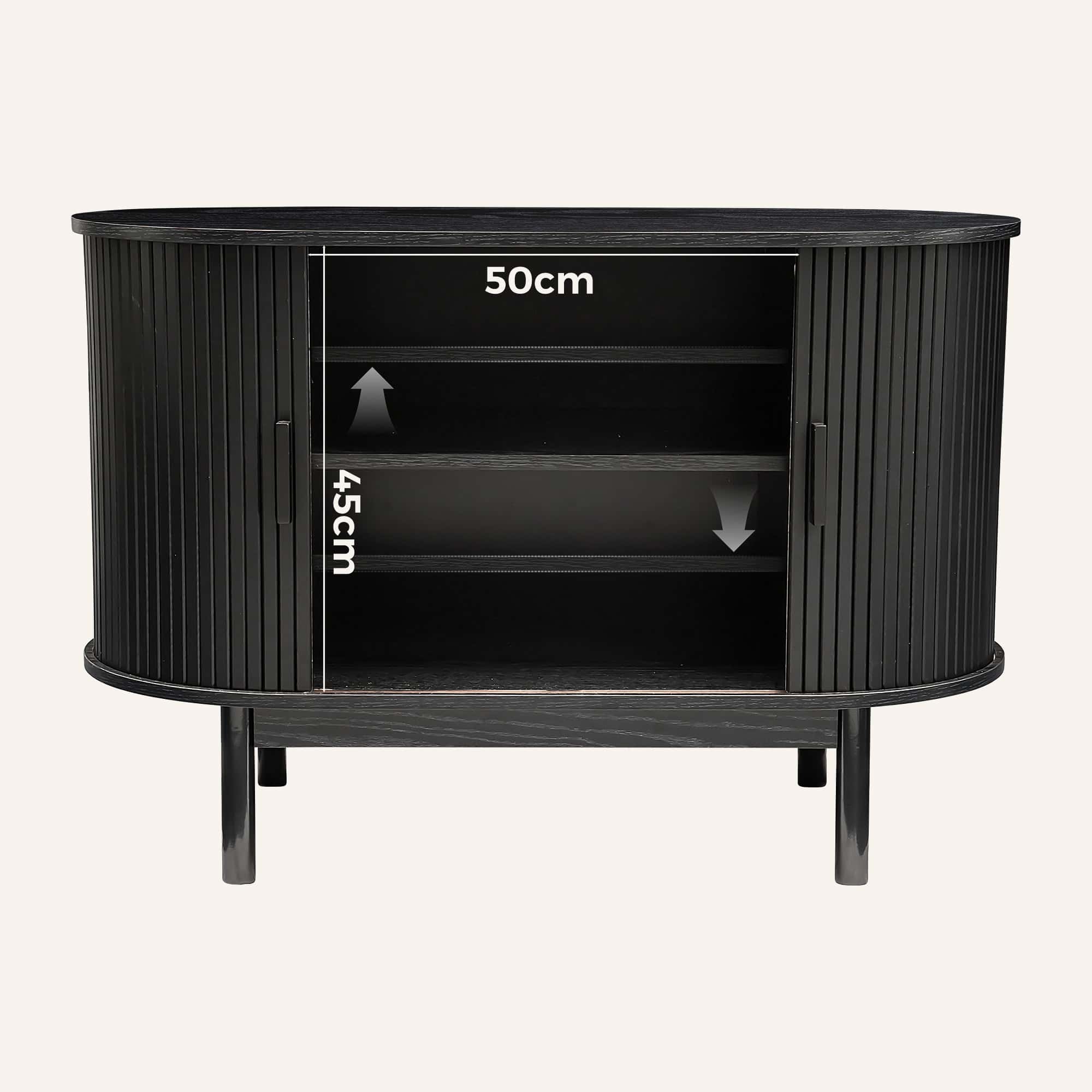 Mid-Century Black Ribbed Sideboard Cabinet - Image 12