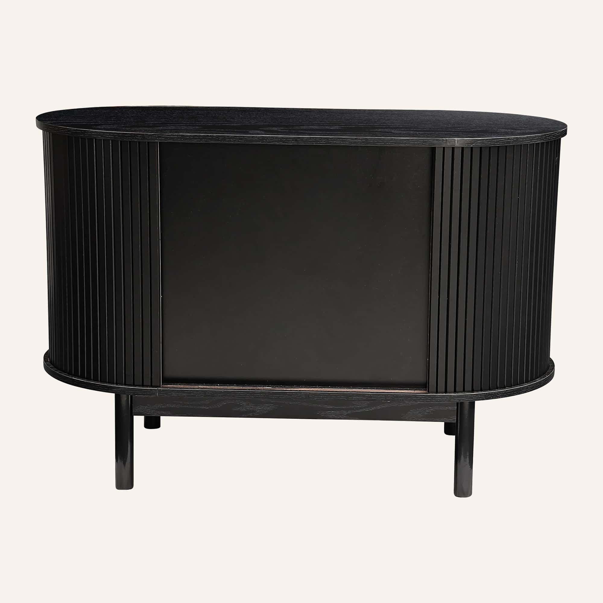 Mid-Century Black Ribbed Sideboard Cabinet - Image 10