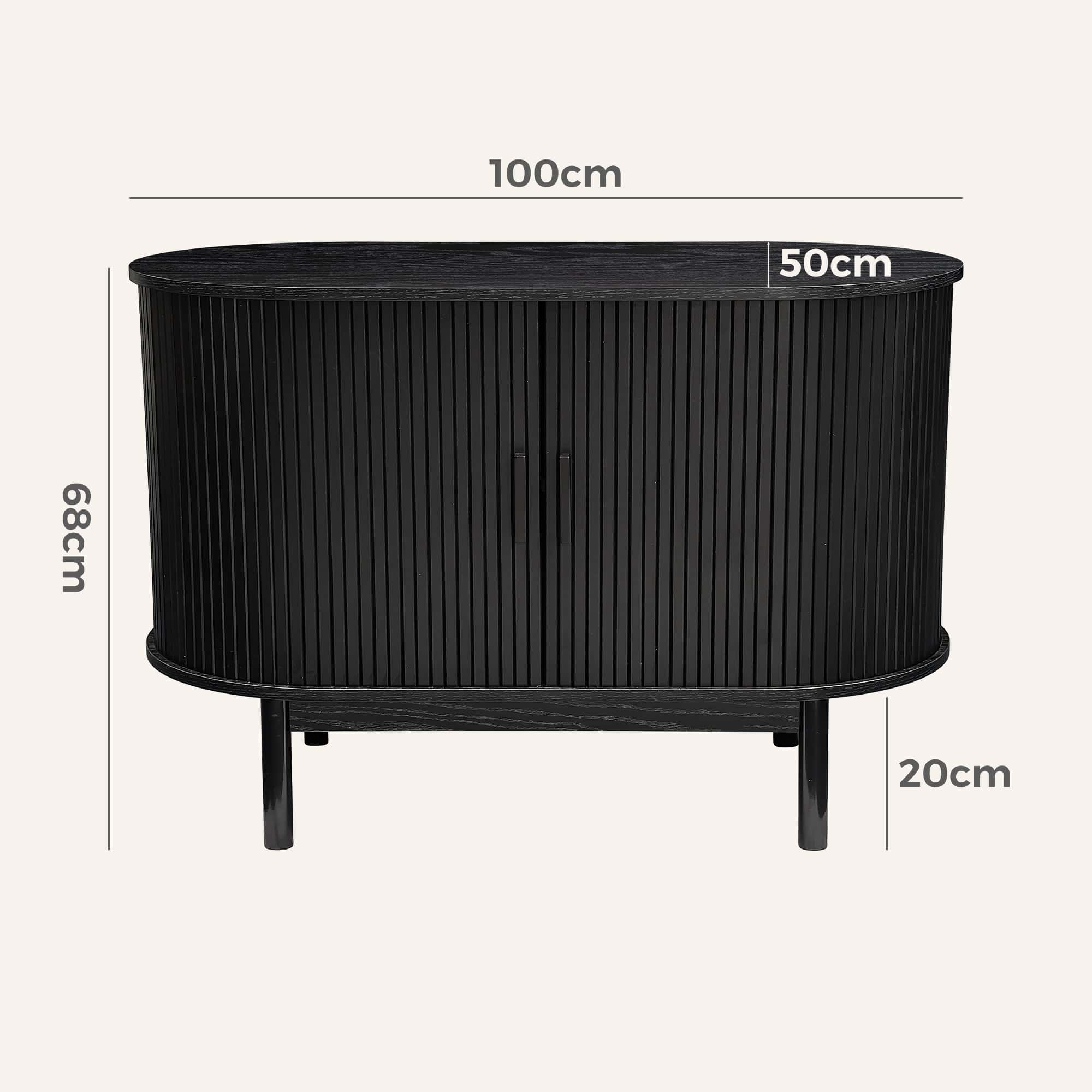 Mid-Century Black Ribbed Sideboard Cabinet - Image 13