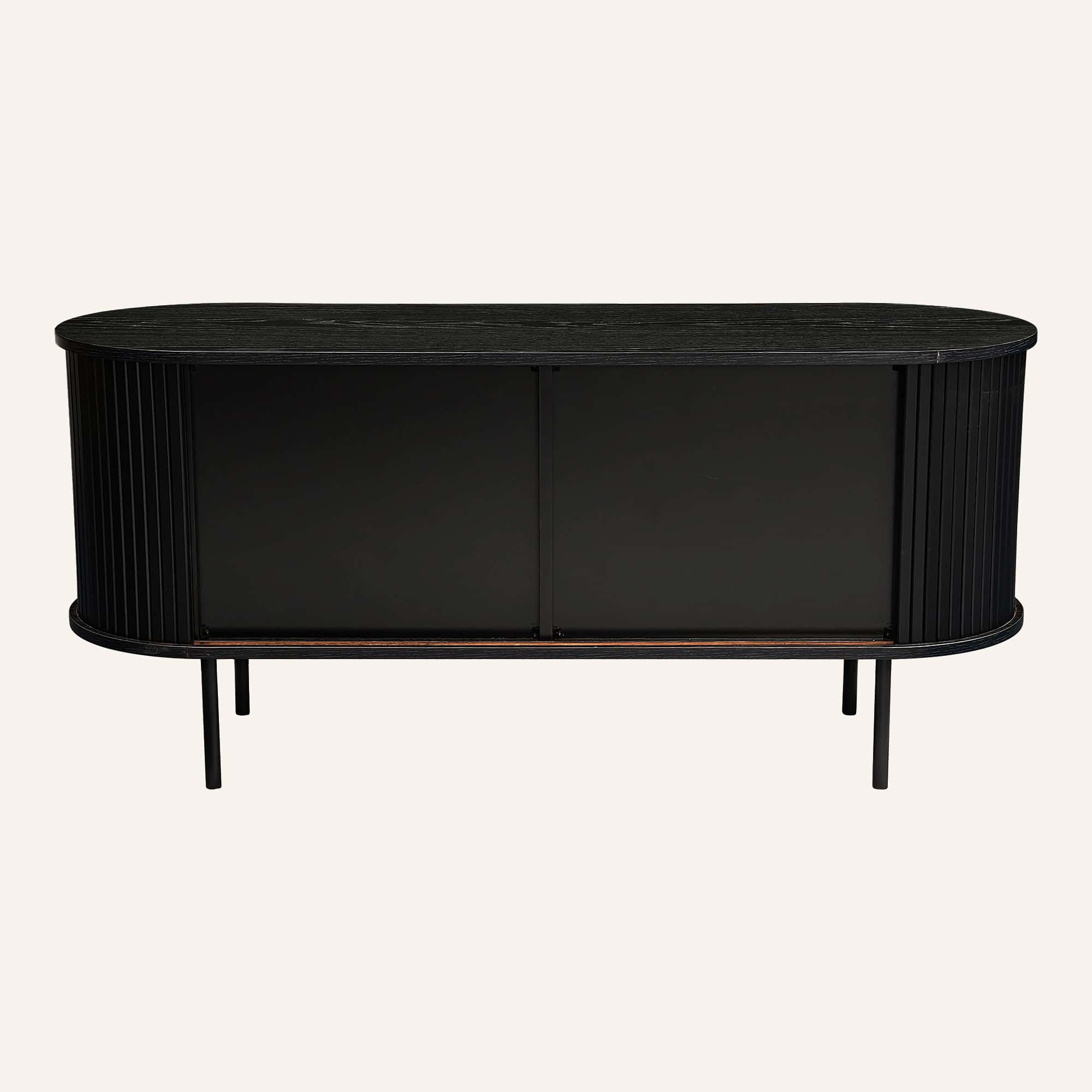 Ribbed Black Sideboard with Sliding Doors - Image 10