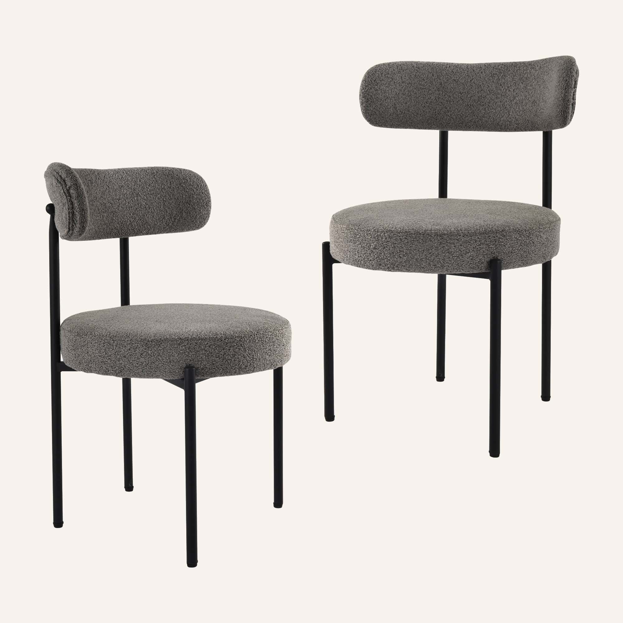 Plush Boucle Cushioned Elsa Dining Chairs in Slate Grey - Image 3