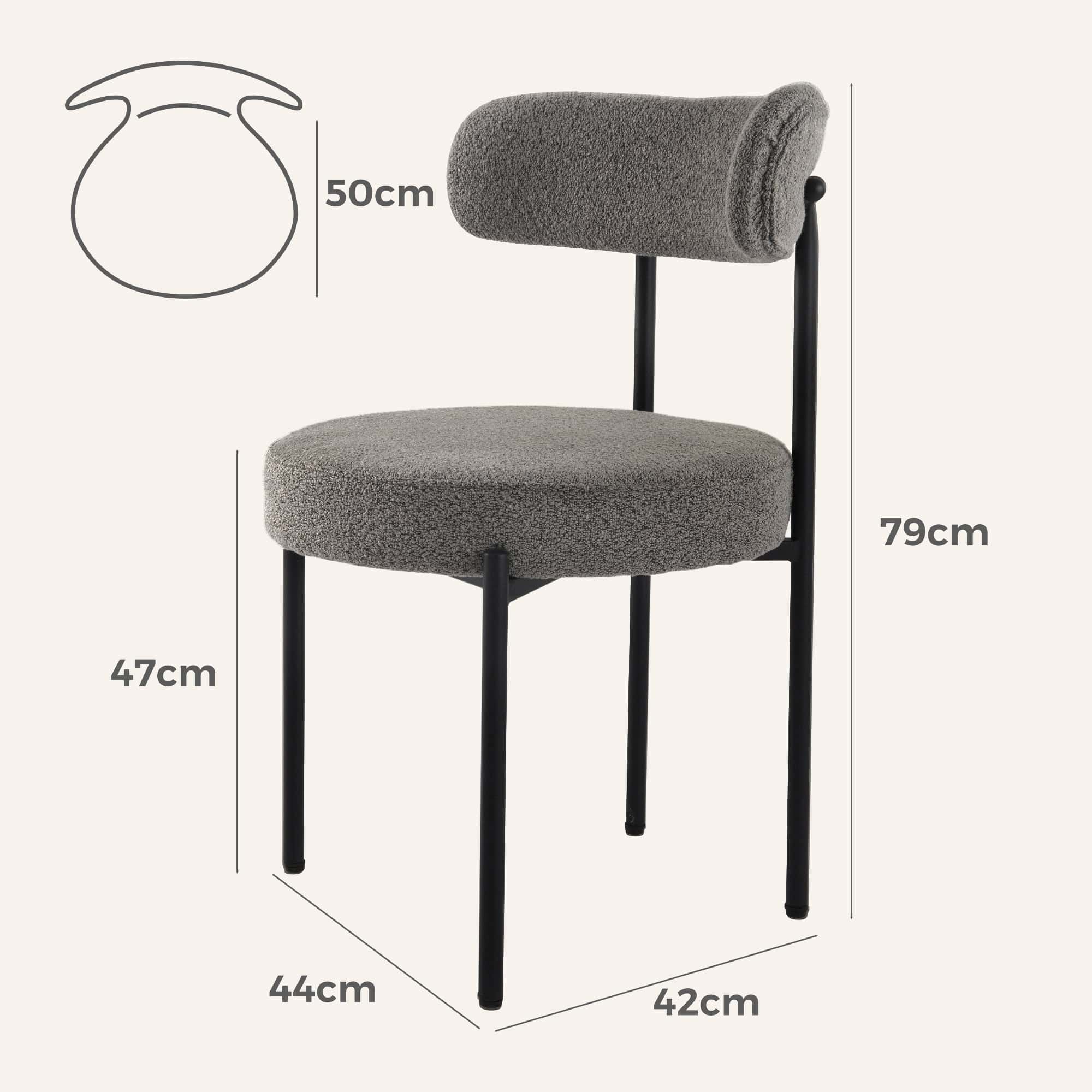 Plush Boucle Cushioned Elsa Dining Chairs in Slate Grey - Image 11