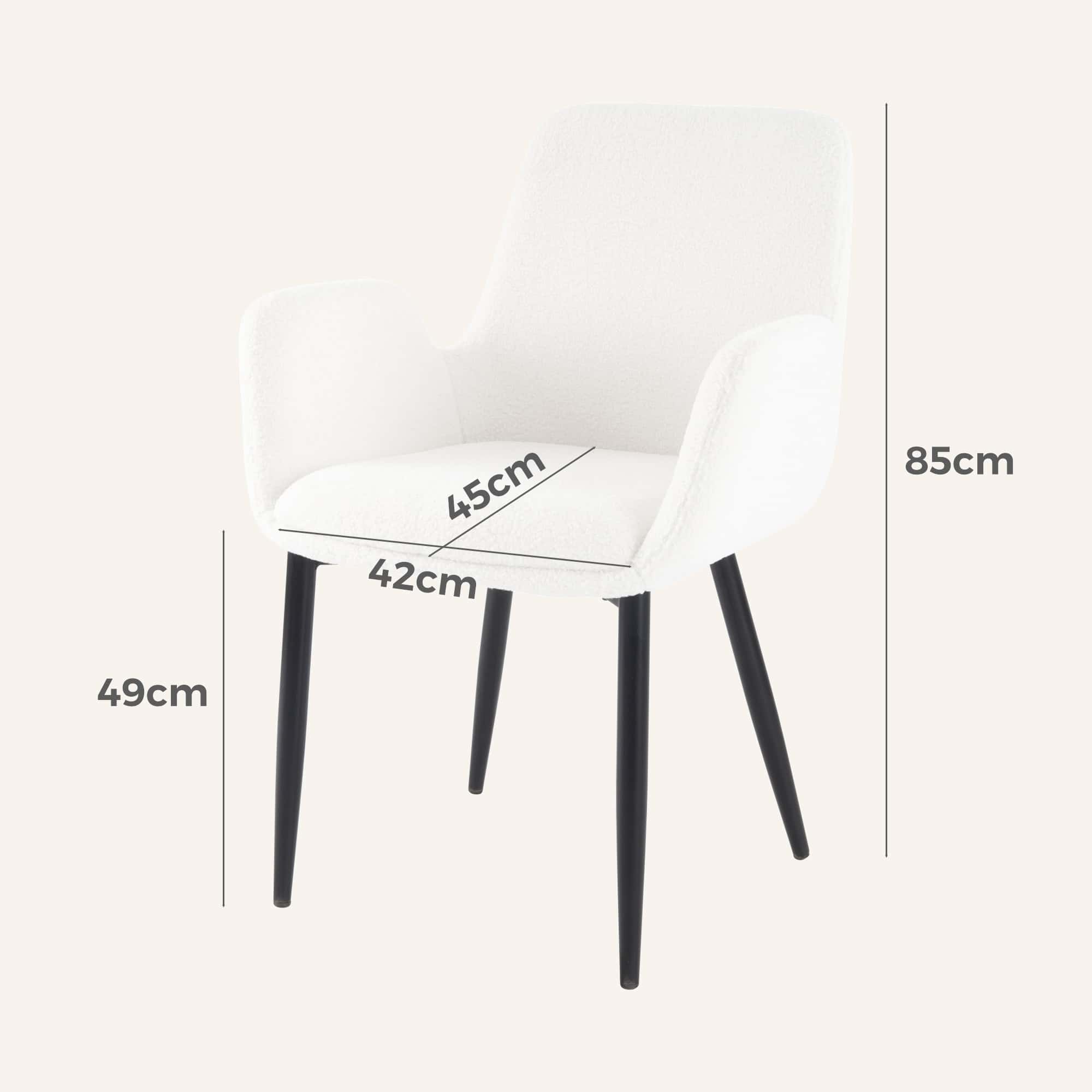 Boucle - teddy Sherpa Fabric Bliss Armrest Dining Chair Ensemble - Image 14