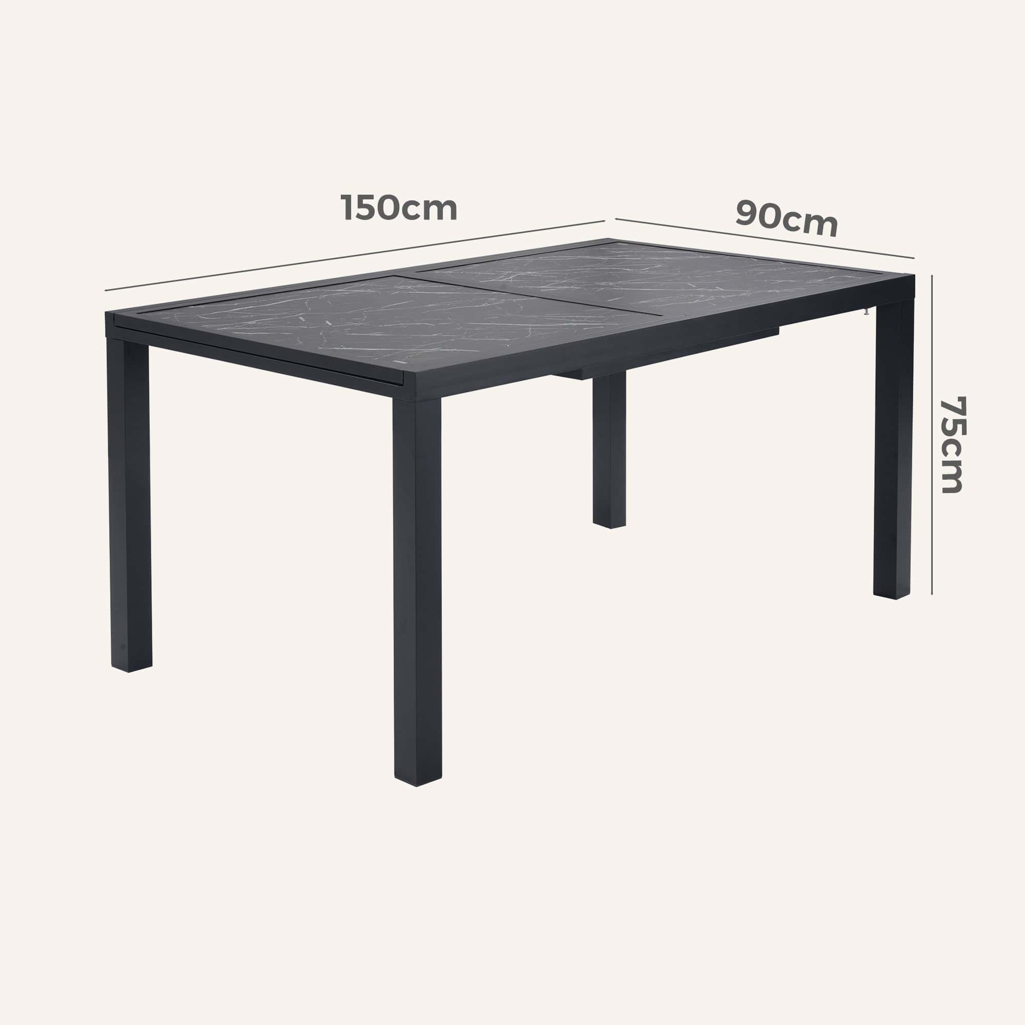 Expandable Steve Black Marble-Look Outdoor Dining Table - Image 13